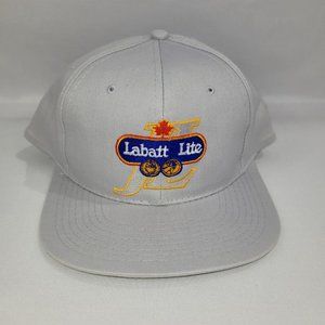 Labatt Lite Beer Vintage Snapback 1980s Hat Solid Back Grey Truckers Cap